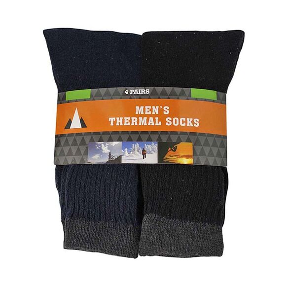 Black Gray & Navy Blue Mens Winter Thermal 4 Pack Socks - Picture 5 of 6